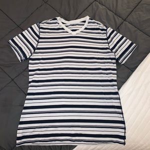 Blue and white striped Lululemon v-neck